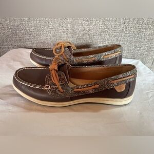 Sperry Top Sider Women’s Barrelfish Animal Print Boat Shoes‎ Size 8 Deck Yacht